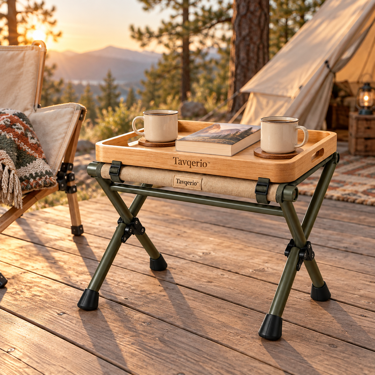 Tavqerio™ GroveSwitch Folding Picnic Stool & Tray