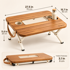 Tavqerio™ MeadowFold Picnic Table  Portable Folding Picnic Table with Removable Serving Tray & Integrated Drink Holders