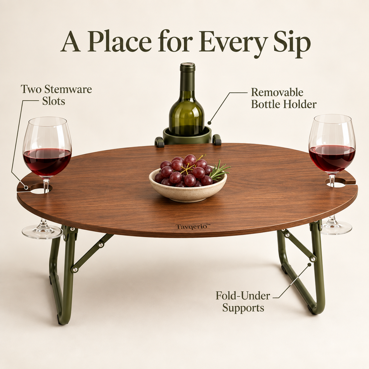 Tavqerio™ TwoSip Oval Wine Picnic Table