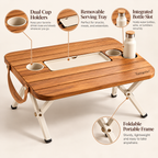 Tavqerio™ MeadowFold Picnic Table  Portable Folding Picnic Table with Removable Serving Tray & Integrated Drink Holders