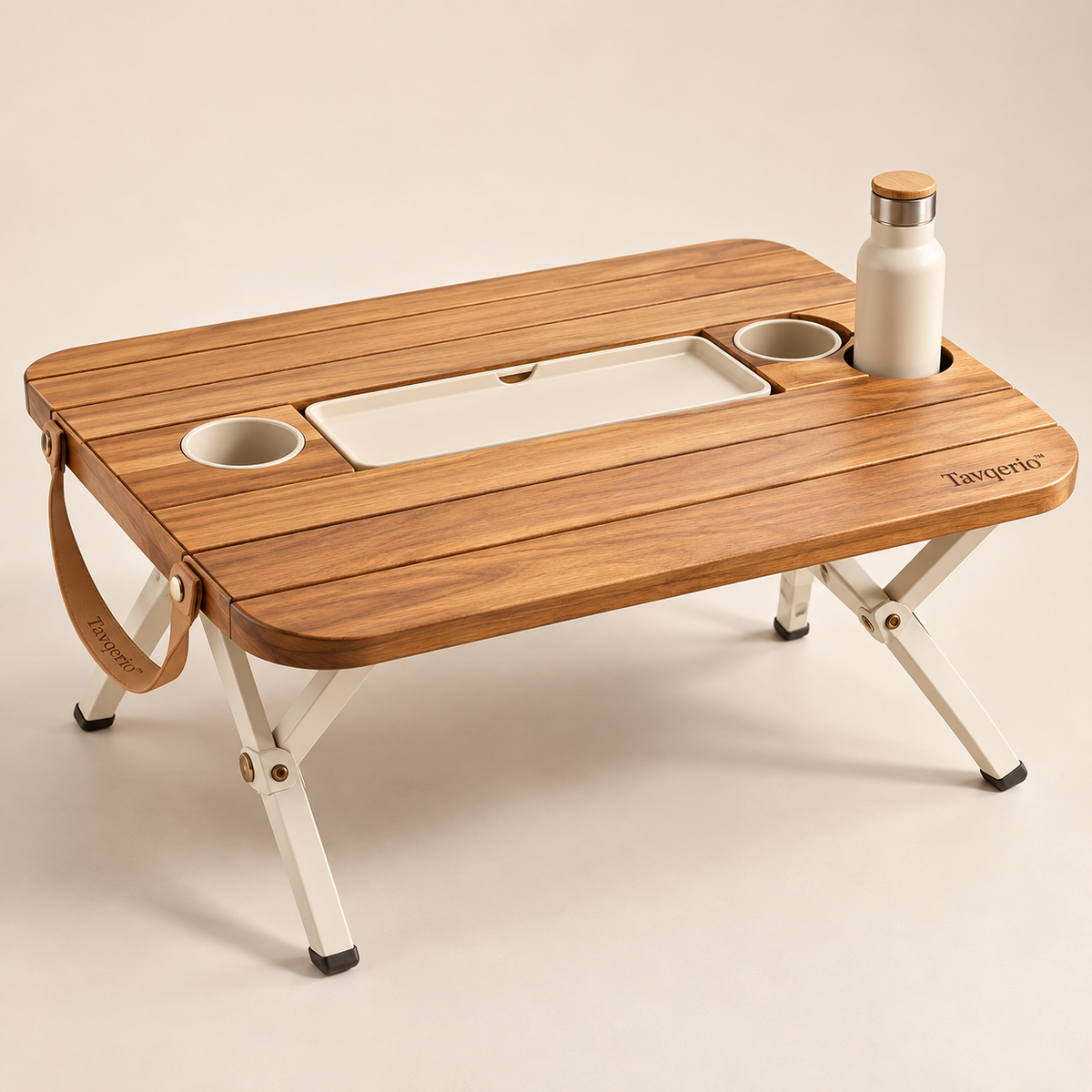Tavqerio™ MeadowFold Picnic Table  Portable Folding Picnic Table with Removable Serving Tray & Integrated Drink Holders
